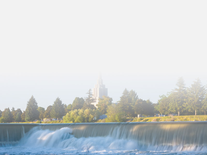 Idaho Falls, ID, Idaho Falls Temple Next to Snake River