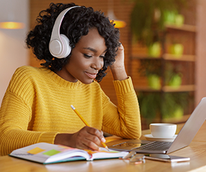 A student studying for an exam